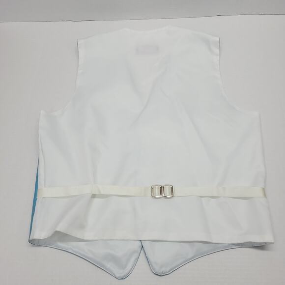 Satin Solid Turquoise Blue Mens Formal Vest Sz Small Tuxedo Prom Brandon Michael - Picture 5 of 6